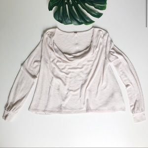 Free People gold-thread cream scoop long sleeve